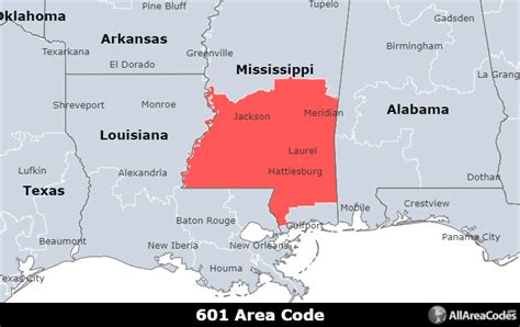 Tec Of Jackson, Inc. . Time zone for area code 601